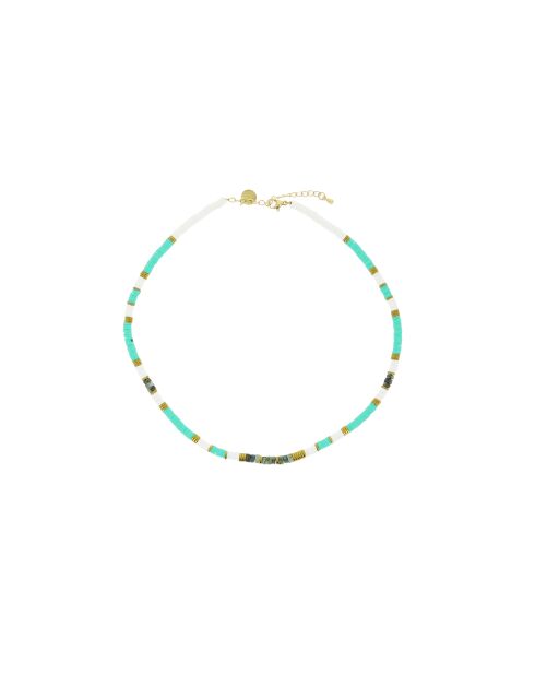 Collier Ibiza Beach turquoise gold turquoise blanc