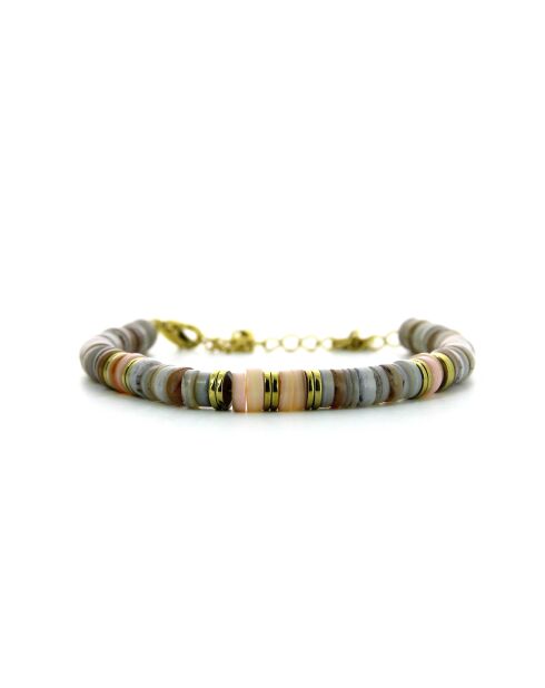 Bracelet Stone Ibiza Beach nacre rose et grise