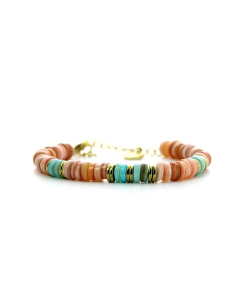 Bracelet Stone Ibiza Beach nacre rose et turquoise