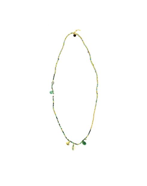 Sautoir Lila Rubis zoïste hématite doré/vert