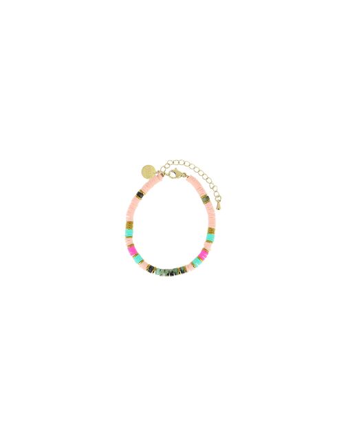 Bracelet Ibiza Beach color gold fuchsia turquoise rose