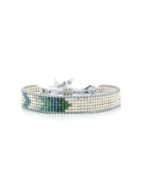 Bracelet Plage d'argent jade vert argenté