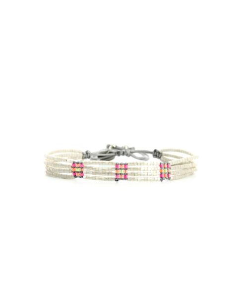 Bracelet Rainbow Kiss rose rose fluo corail rosé fluo vert fluo argent