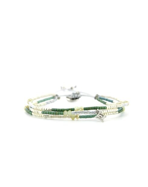 Bracelet Plage d'argent Lena vert argenté