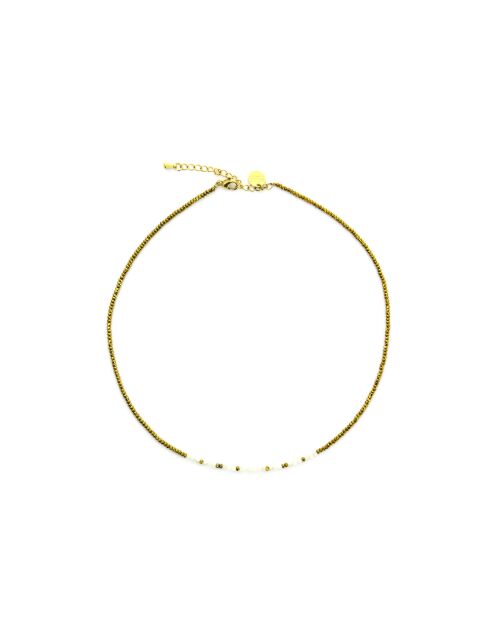 Collier Sarah nacre blanc hématite