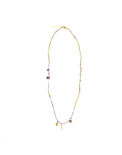 Sautoir Lila améthyste hématite violet