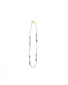 Sautoir Stelly tourmaline amazonite hématite