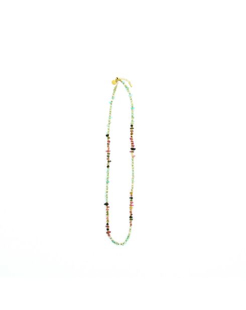 Sautoir Stelly tourmaline amazonite hématite