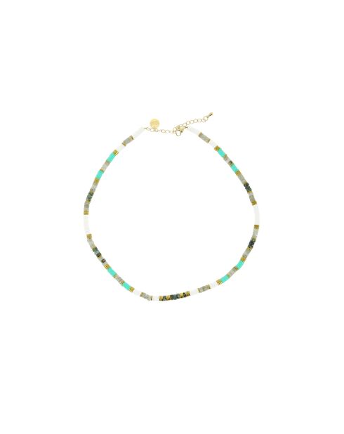 Collier Ibiza Beach turquoise gold turquoise blanc