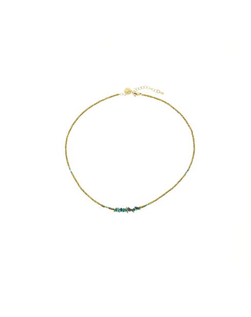 Collier Ambre hématites dorées turquoise africaine nacre