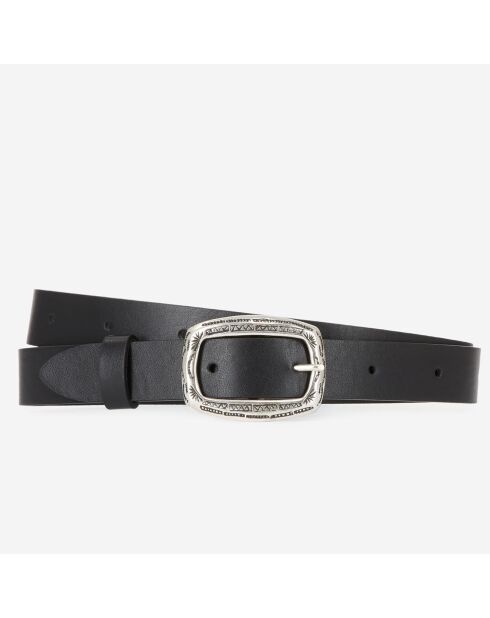 Ceinture fine en Cuir avec boucle rectangulaire noire