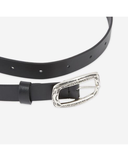 Ceinture fine en Cuir avec boucle rectangulaire noire