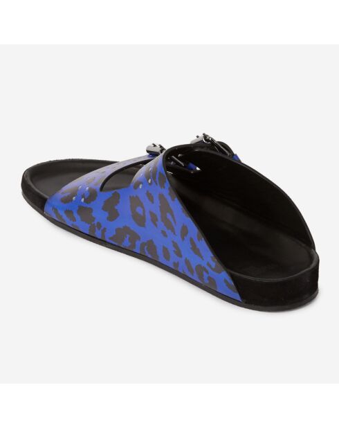 Sandales en Cuir léopard bleues