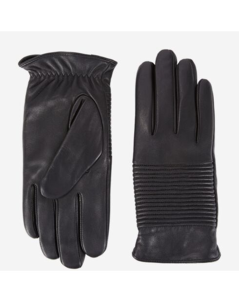 Gants en Cuir avec nervures noirs