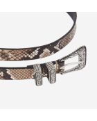 Ceinture ine en Cuir python avec boucle Western beige