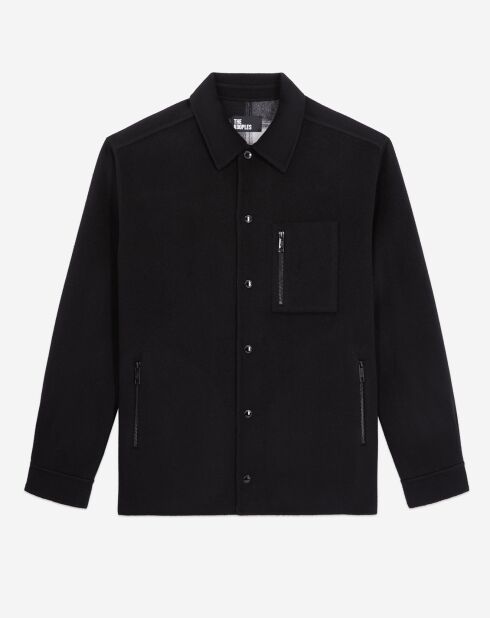 Blouson type surchemise en Laine mélangée noir