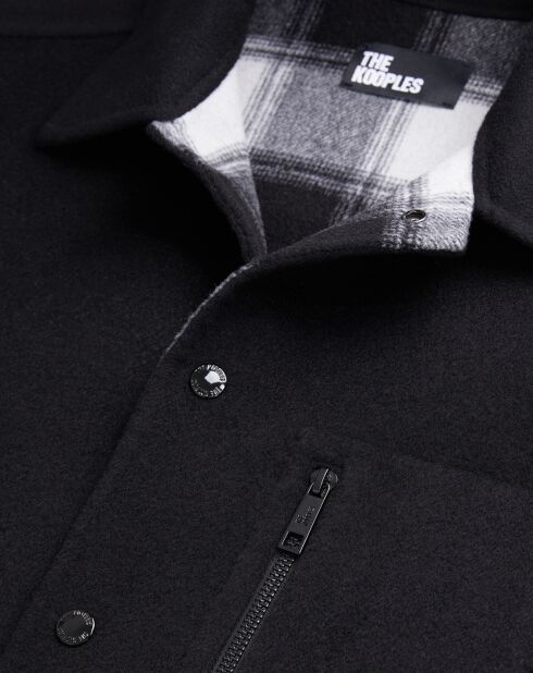 Blouson type surchemise en Laine mélangée noir