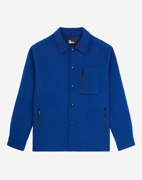 Blouson type surchemise en Laine mélangée bleu