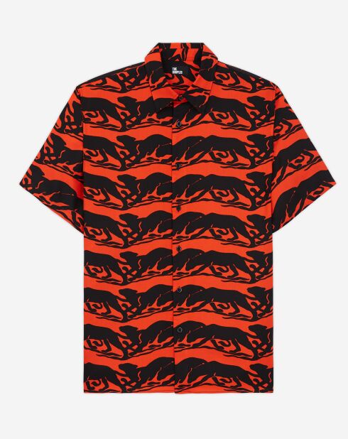 Chemise décontractée panthère orange/noir
