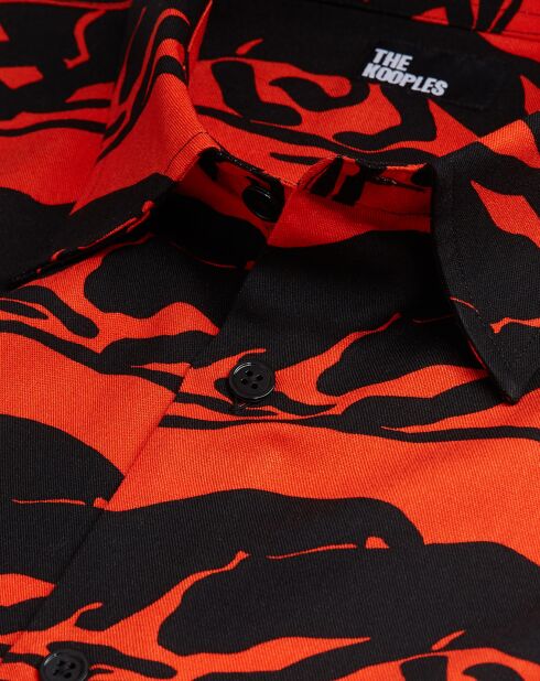 Chemise décontractée panthère orange/noir