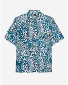 Chemise imprimée manches courtes bleue