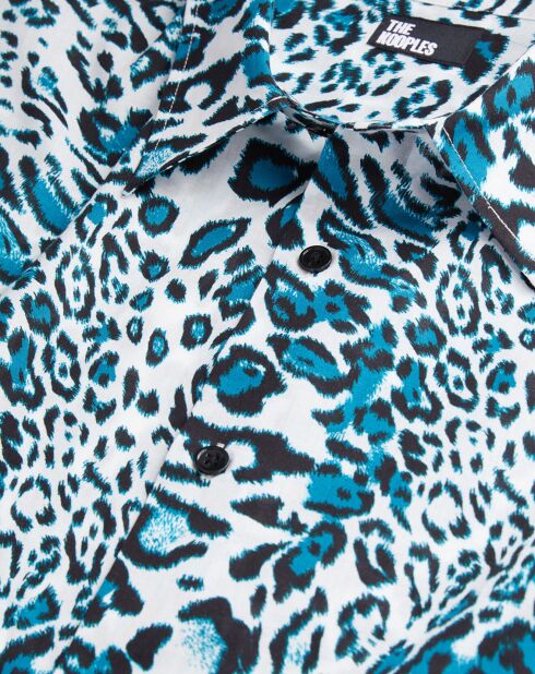 Chemise imprimée manches courtes bleue