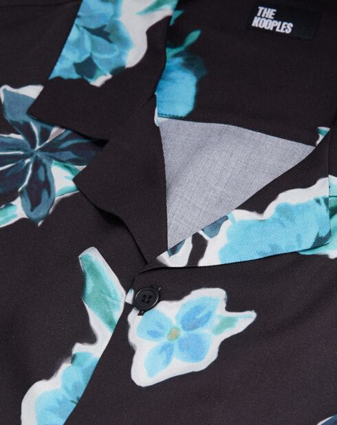 Chemise imprimée manches courtes noir/bleu