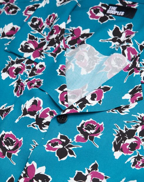 Chemise imprimée manches courtes bleue