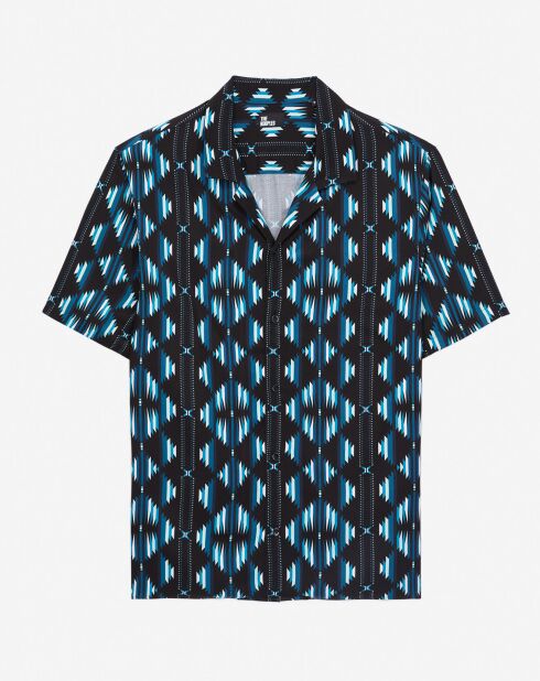 Chemise manches courtes imprimée noire