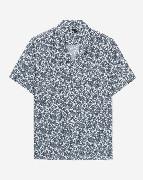 Chemise imprimée manches courtes bleue
