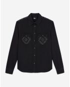 Chemise col classique à clous noire