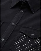 Chemise col classique à clous noire