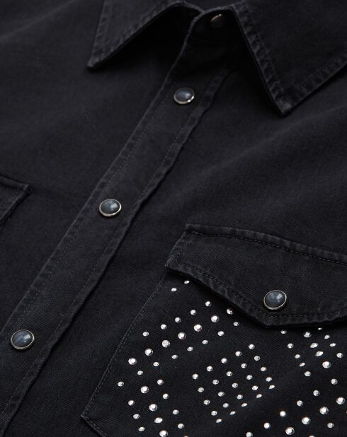 Chemise col classique à clous noire