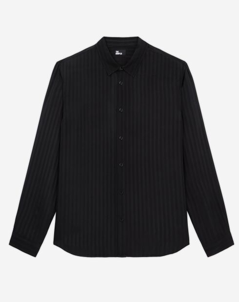 Chemise col classique à rayures noire