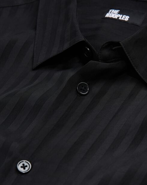 Chemise col classique à rayures noire