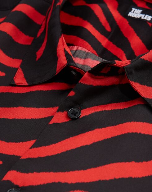 Chemise col hawaïen imprimé noir/rouge