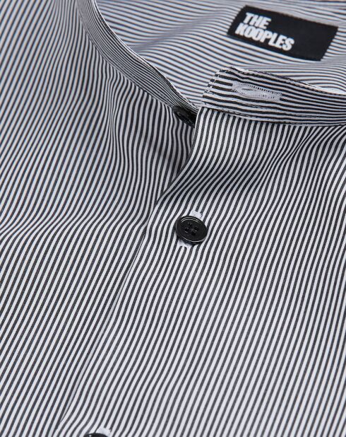 Chemise col officier slim à rayures noire