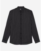 Chemise col officier à rayures noire