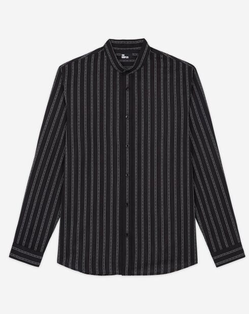 Chemise col officier à rayures noire