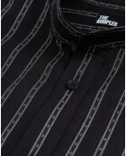 Chemise col officier à rayures noire