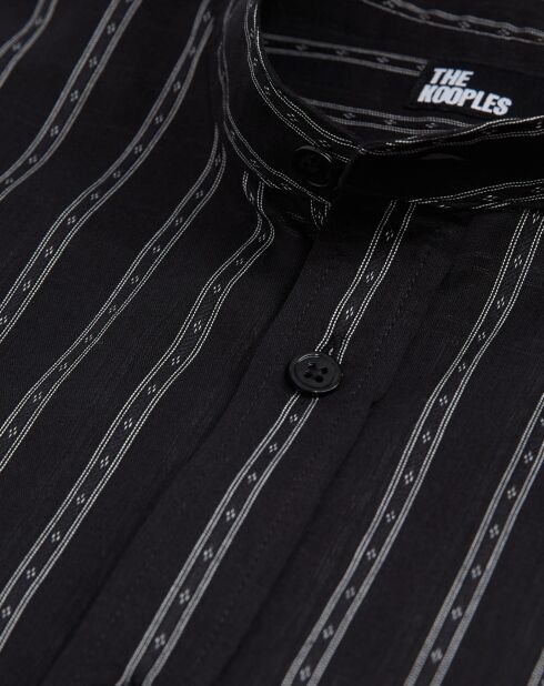 Chemise col officier à rayures noire