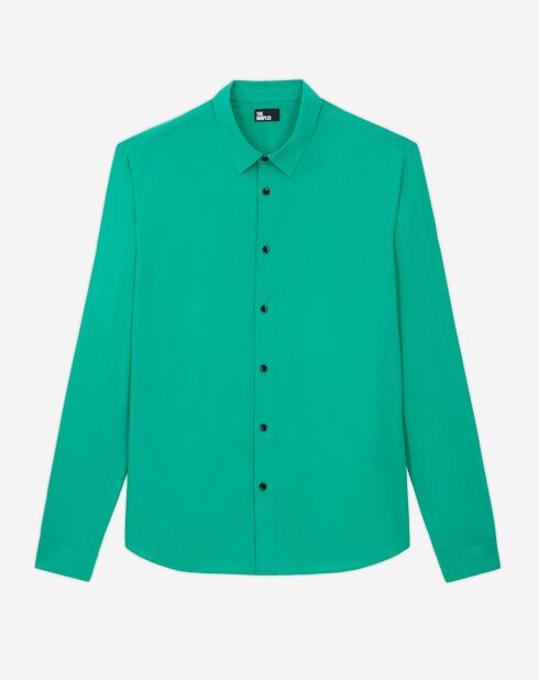 Chemise col classique verte