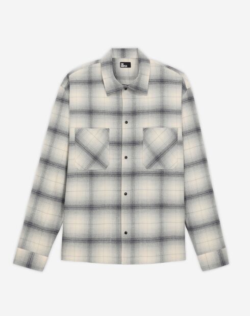 Chemise col classique à carreaux bleu marine