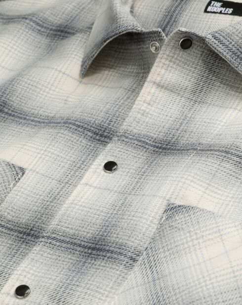 Chemise col classique à carreaux bleu marine