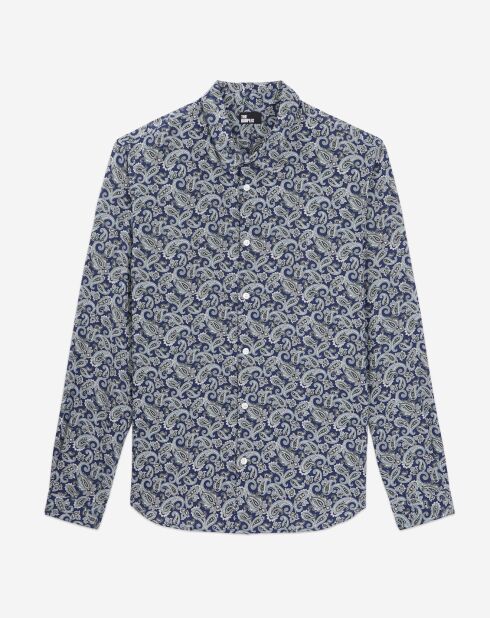 Chemise imprimée bleu marine