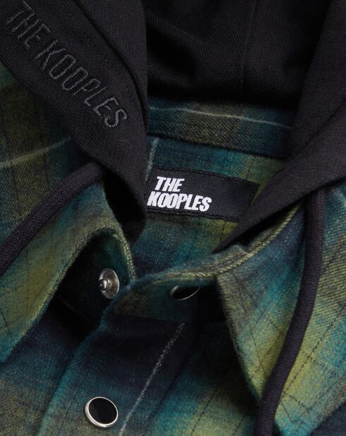 Surchemise à carreaux à capuche noir/vert