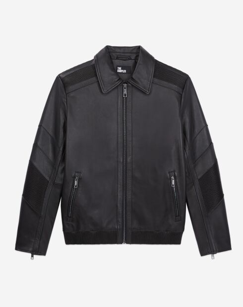 Blouson biker en Cuir noir