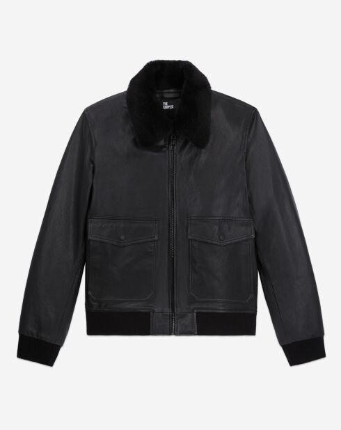 Blouson aviateur en Cuir noir