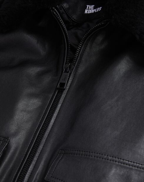 Blouson aviateur en Cuir noir