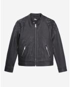 Blouson en Cuir avec détails matelassés noir